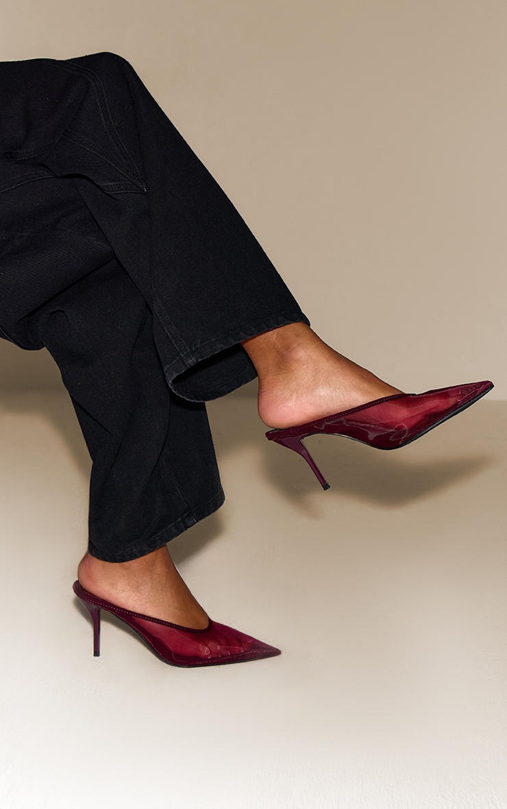 Plum Mesh Heeled Mule image 1