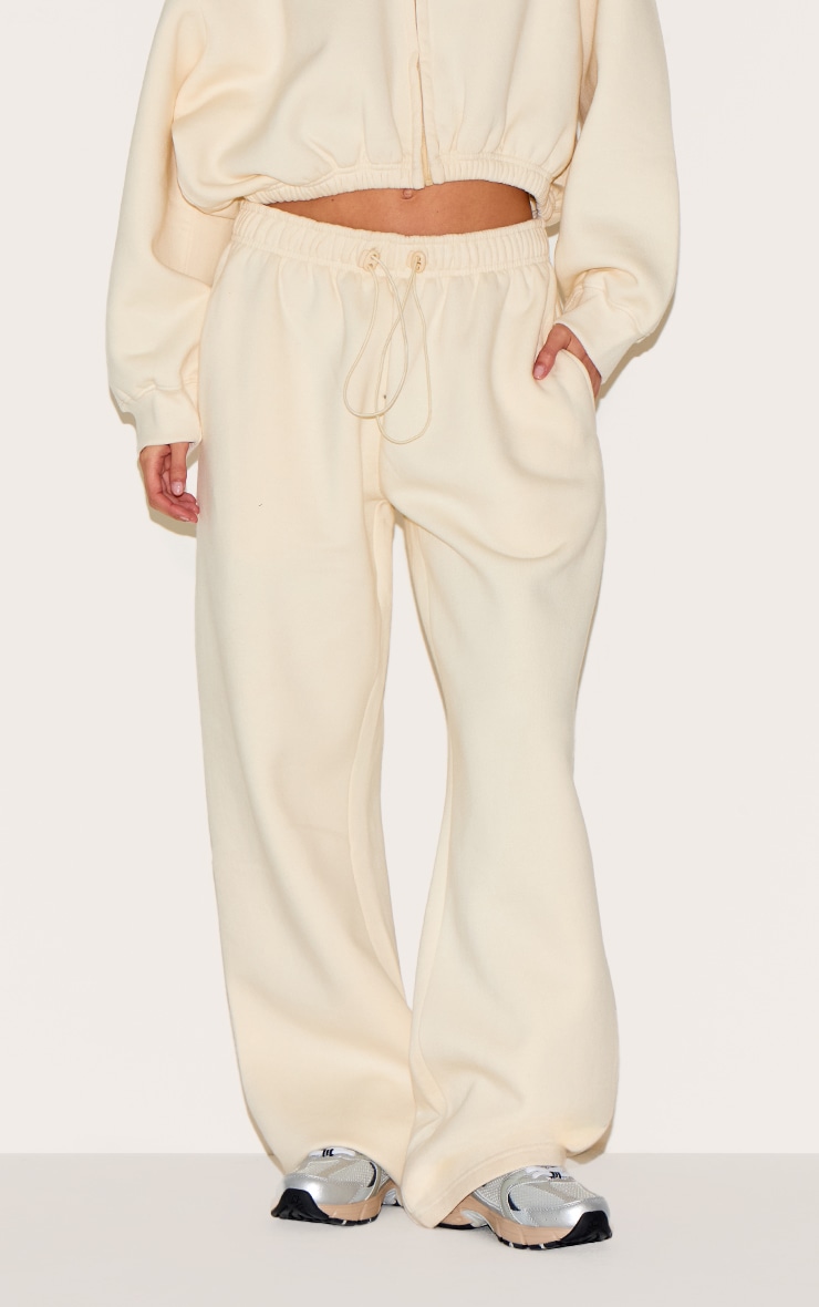 Pantalon de jogging ample crème à ourlet cordon de serrage image 3