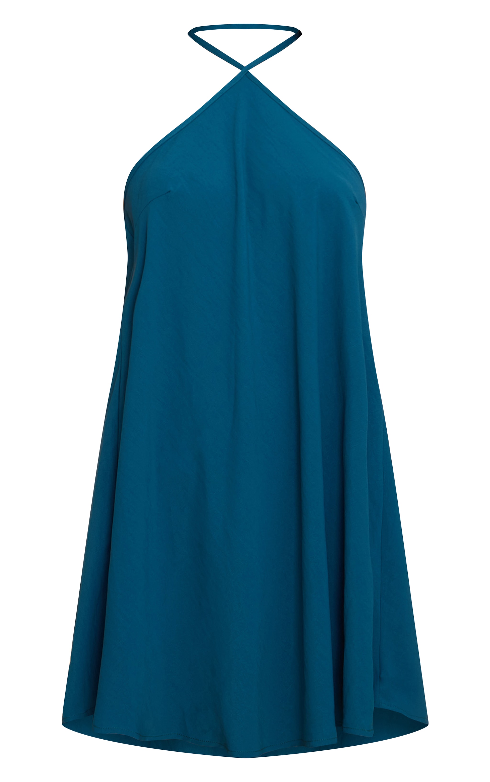 Teal Floaty Woven Halter Neck Mini Dress image 5