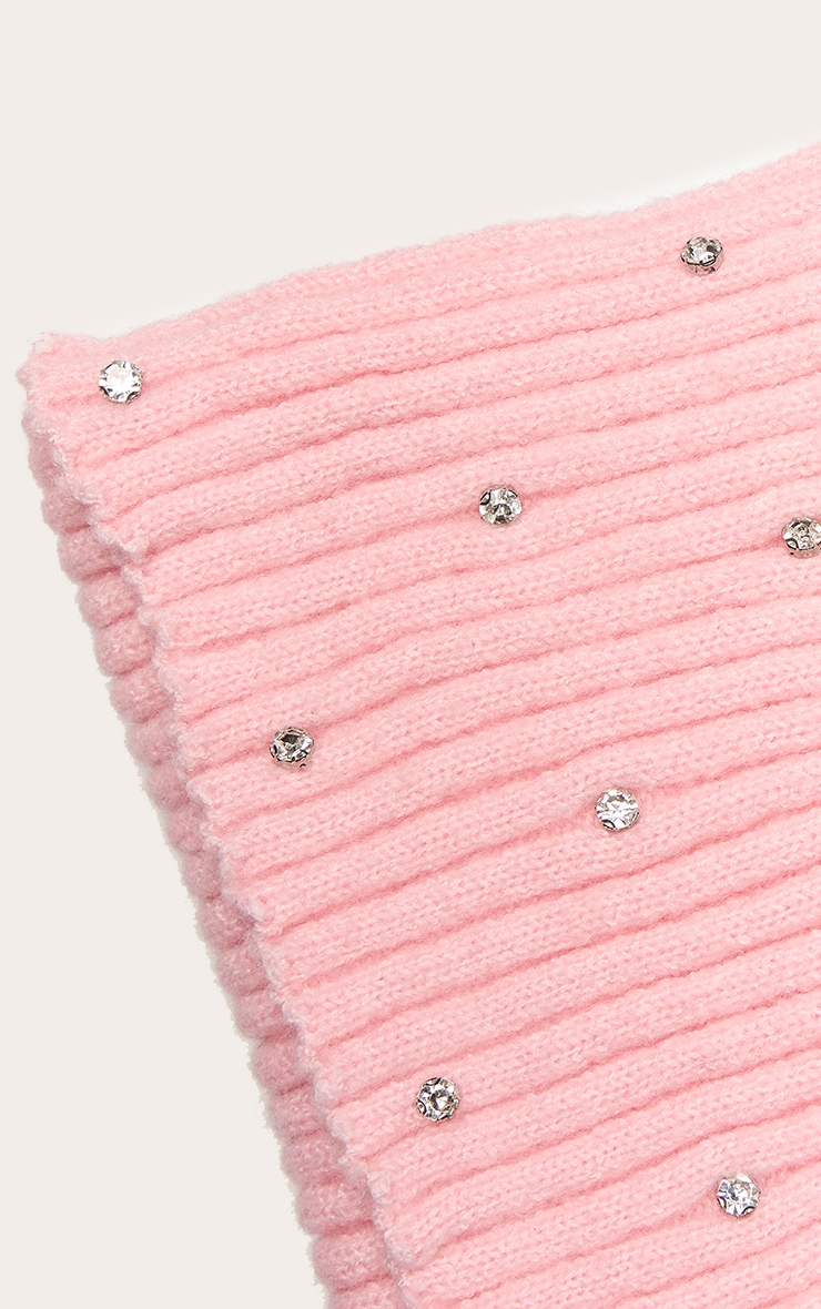 Pink Ribbed Diamante Scarf image 3