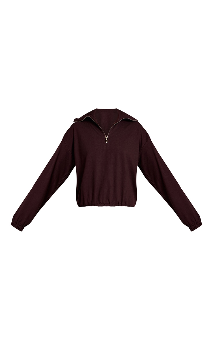Dark Brown Quarter Zip Soft Touch Top image 5