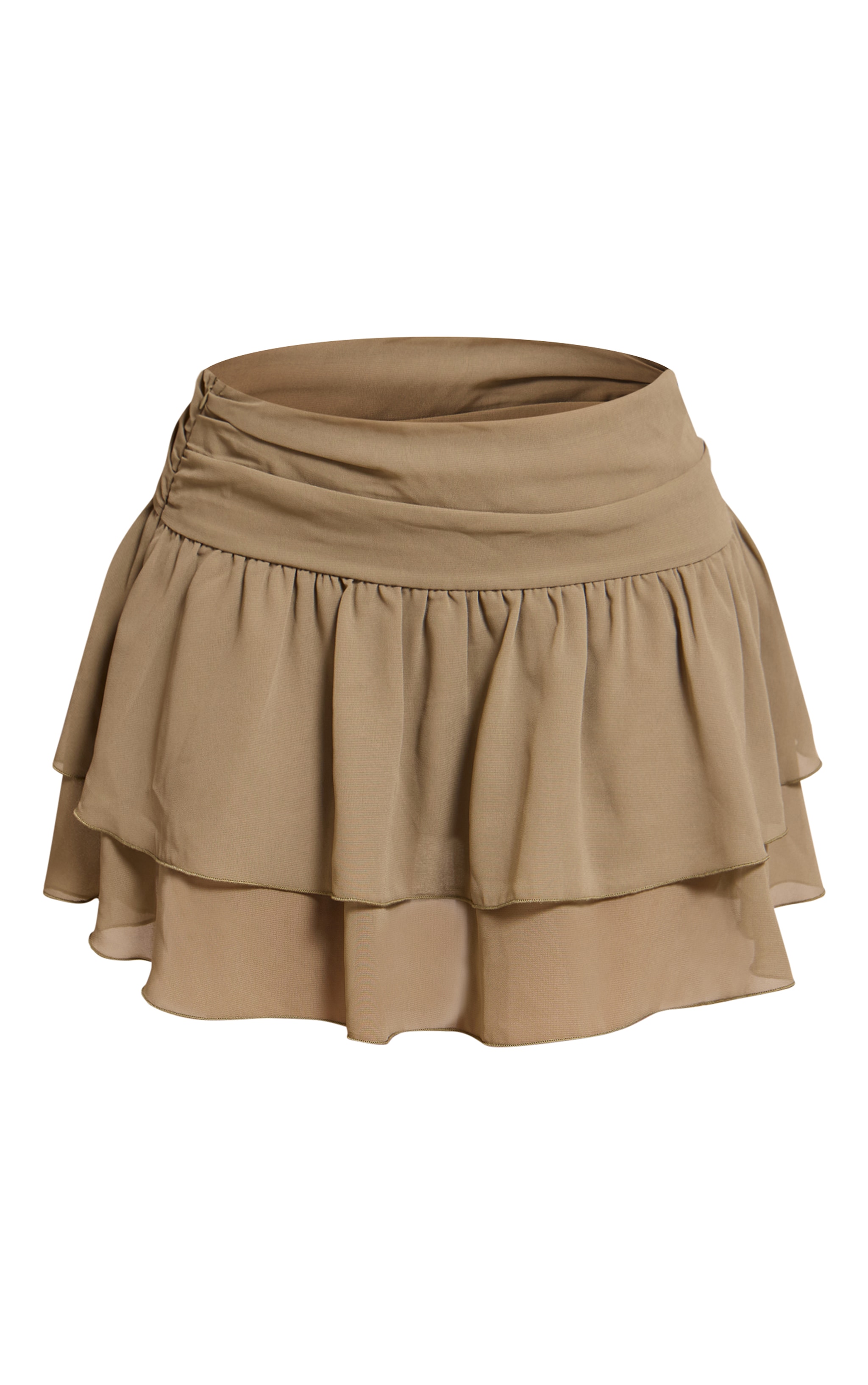 Petite Khaki Ruched Mini Skirt image 6