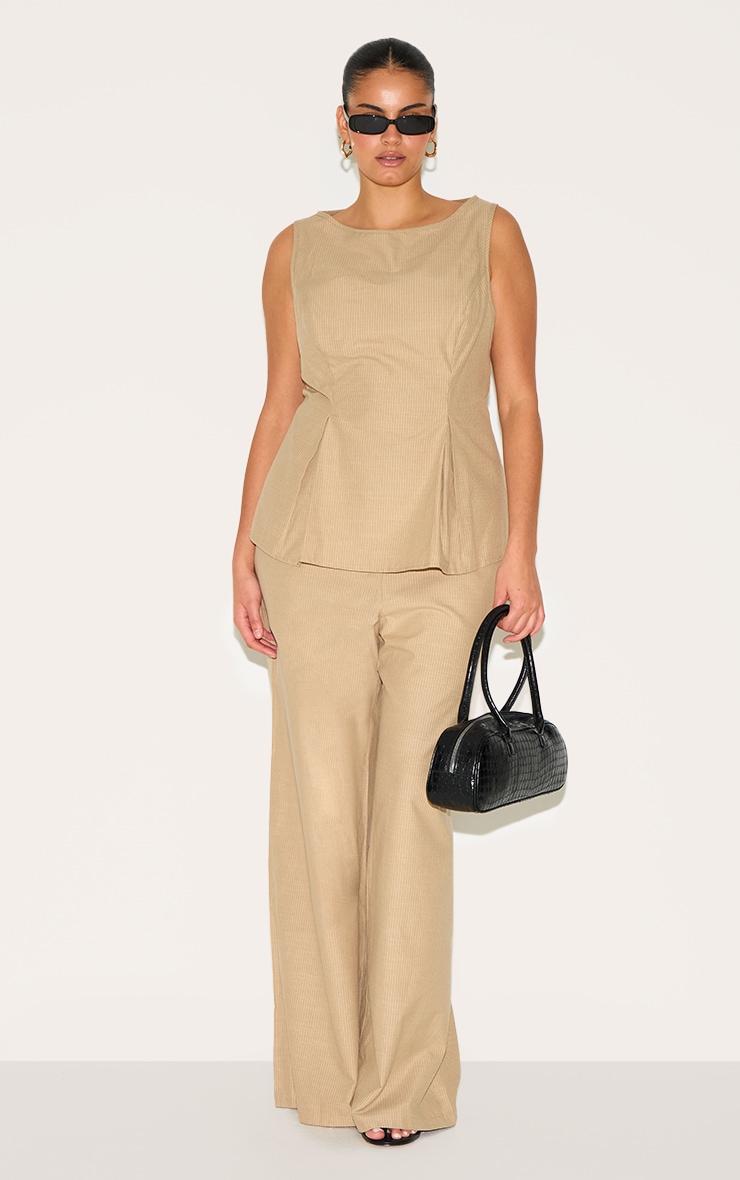 Plus Sand Striped Cotton Wide Leg Pants image 1
