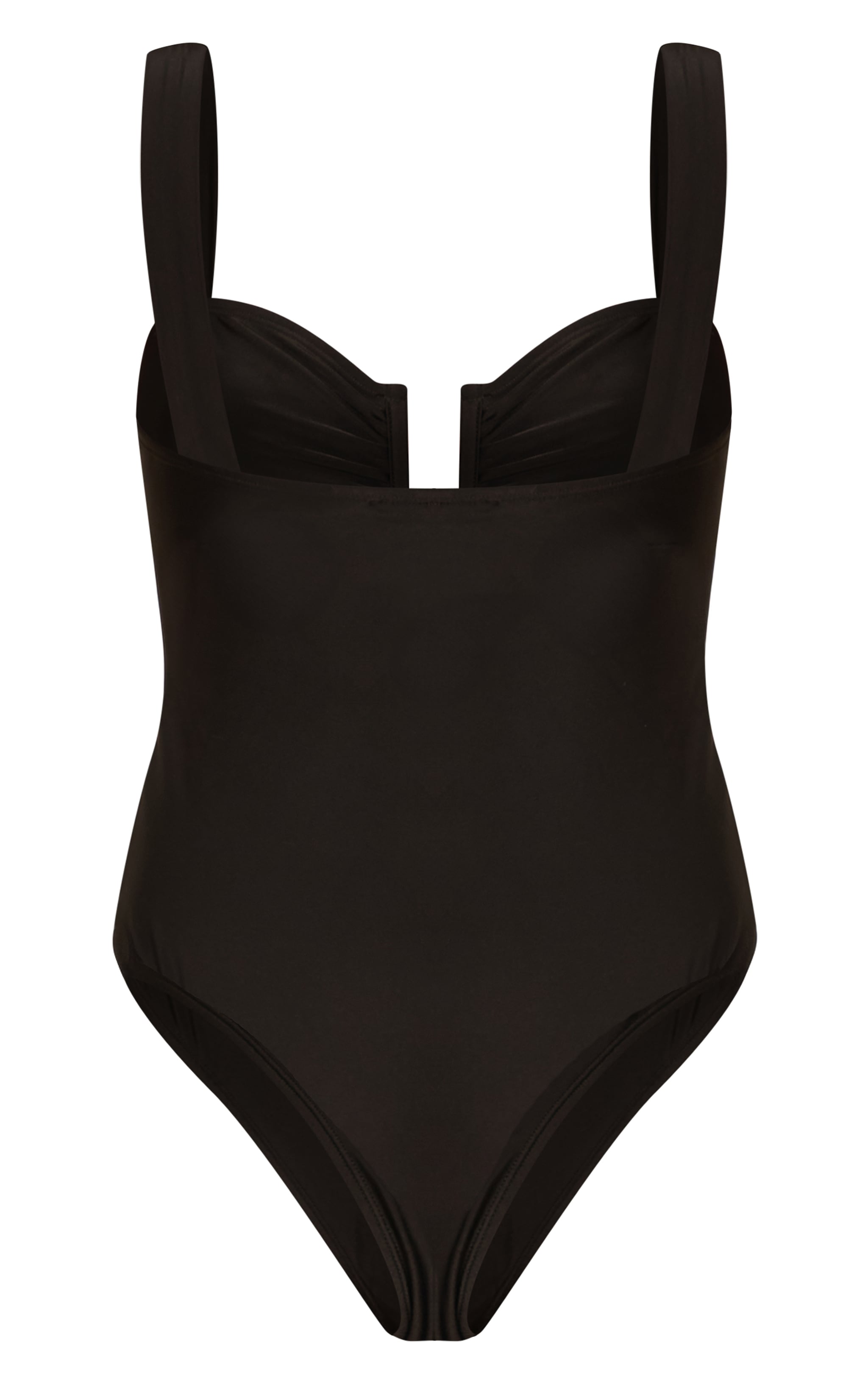Maillot de bain noir froncé sur les bonnets à armatures et barre en U image 6