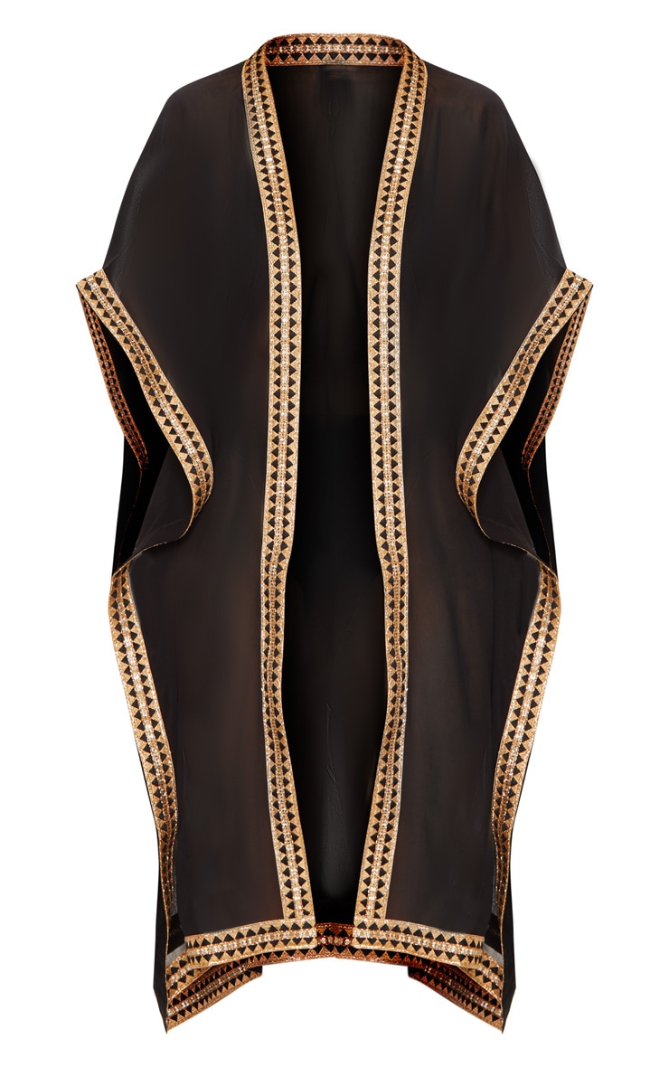 Black & Gold Oversized Kimono PrettyLittleThing USA
