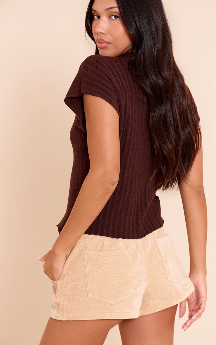 Camel Velour Micro Hot Pants image 3