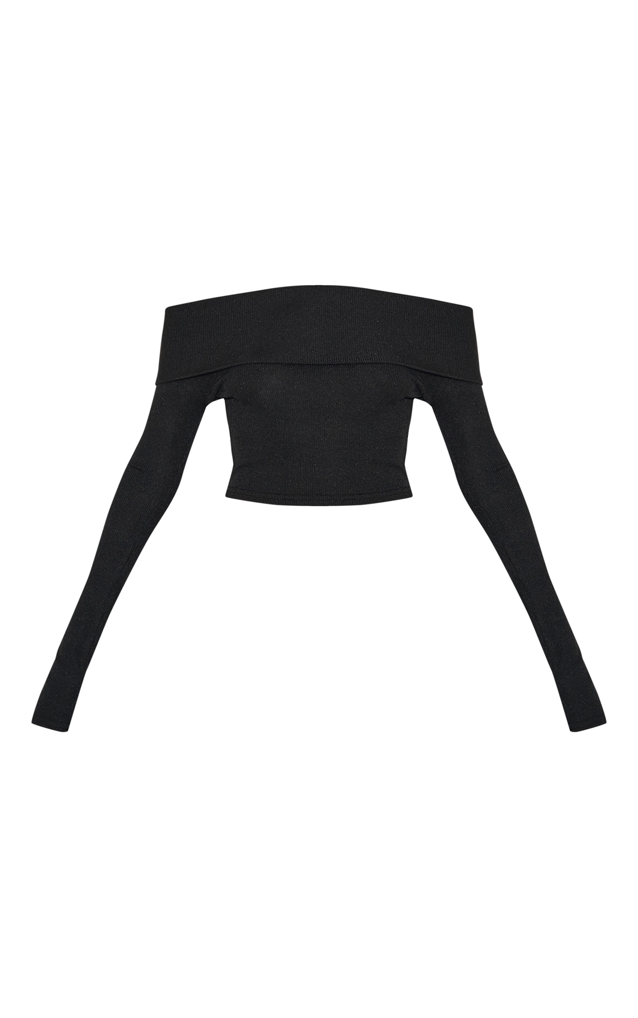 Black Rib Bardot Longline Foldover  Top image 5
