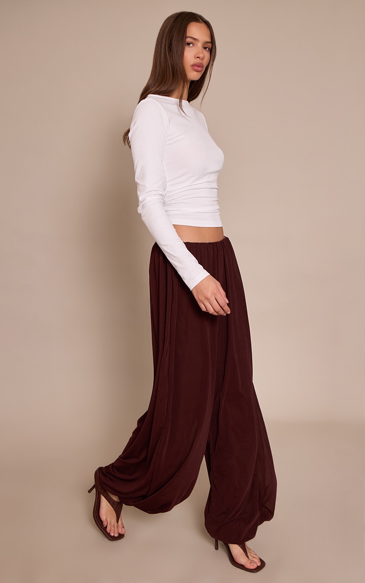Chocolate Lightweight Chiffon Balloon Pants image 2