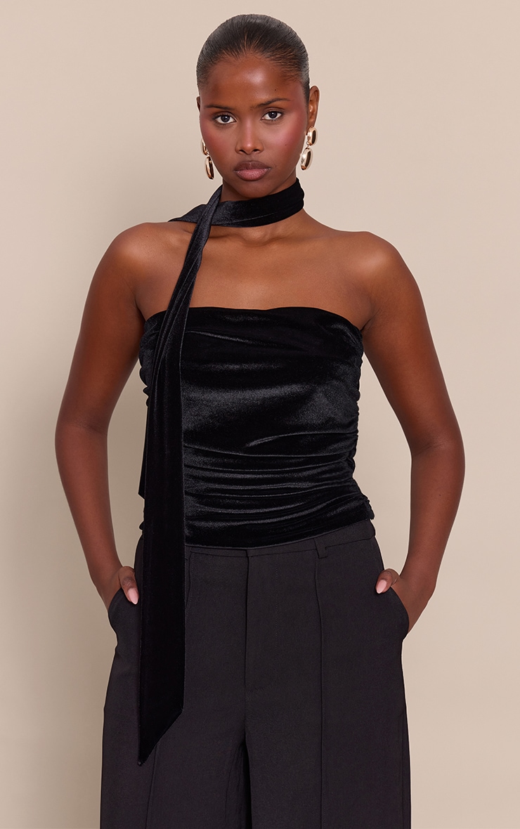 Black Velvet  Bandeau Scarf Detail Top image 1