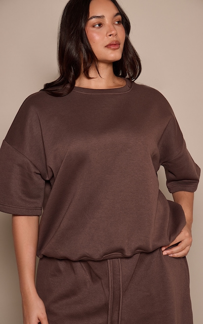 Plus Chocolate Oversized Drop Shoulder Sweat T-Shirt