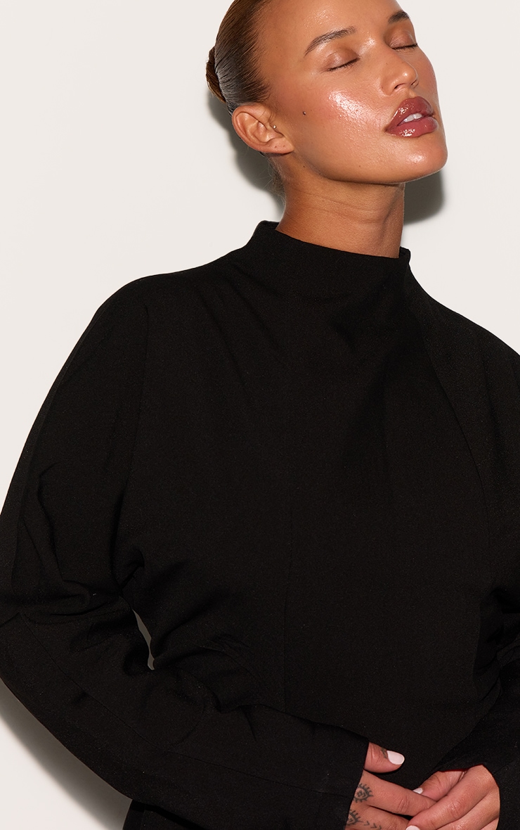 PLT Label Plus Black Batwing Sleeved Cinched Waist Bodycon Dress image 4