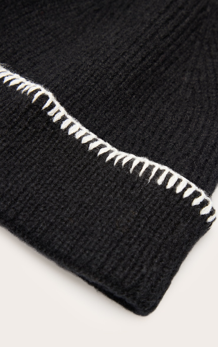 Bonnet côtelé noir à coutures apparentes image 3