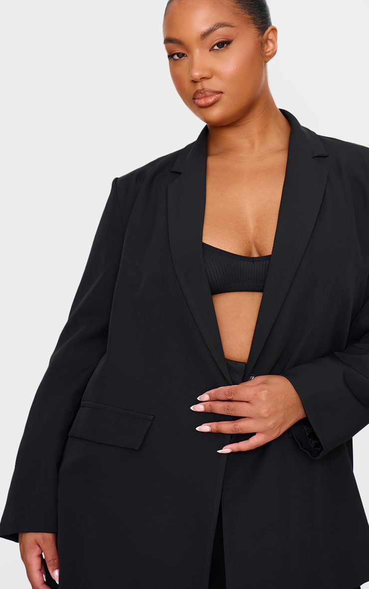 Plus Black Oversized Button Up Blazer image 4