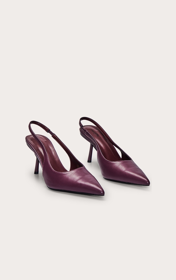 Chocolate Plum PU Sling Back Court Heels image 3