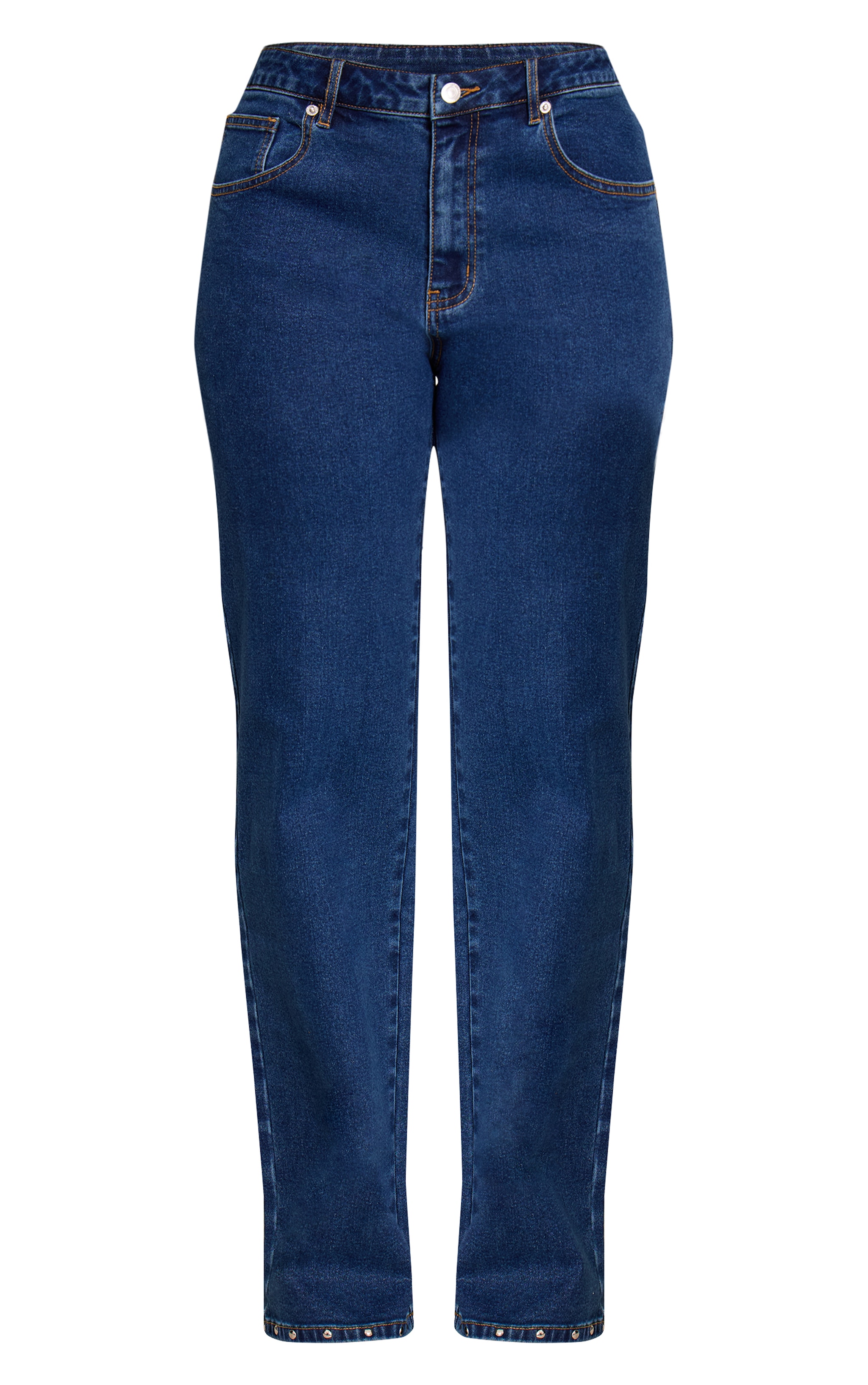 Shape Dark Blue Studded Hem Straight Leg Jean image 5