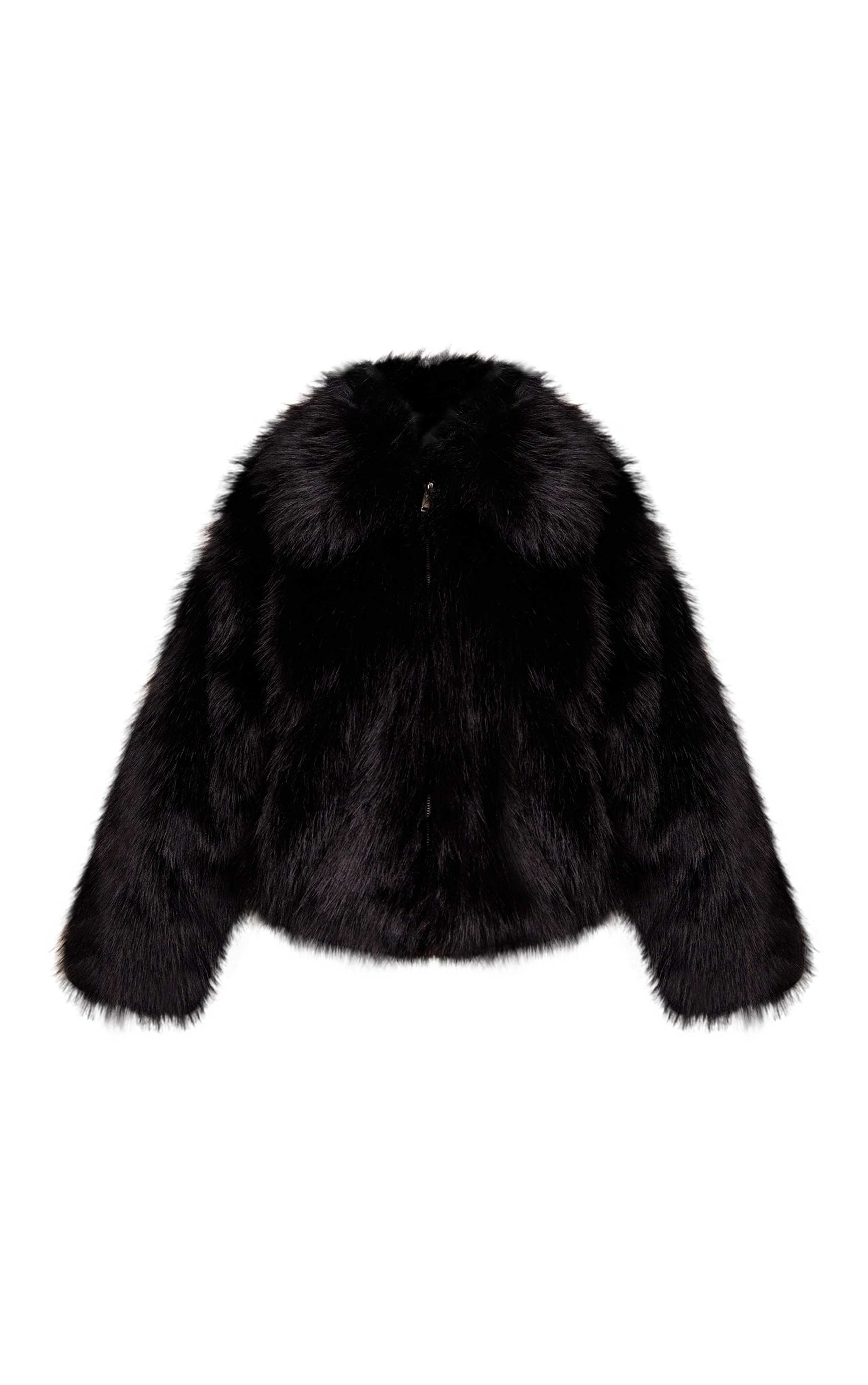 Petite Black Oversized Collar Faux Fur Coat image 5