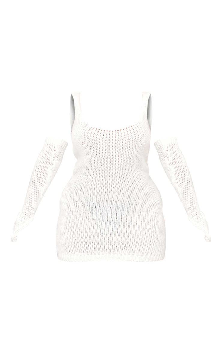 Shape Cream Knit Square Neck Bardot Sleeve Dress PrettyLittleThing