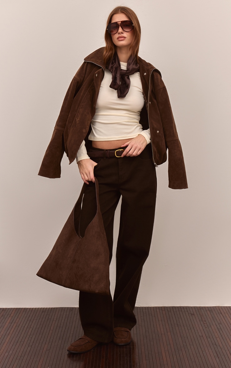 Chocolate Mid Rise Straight Leg Jeans image 2