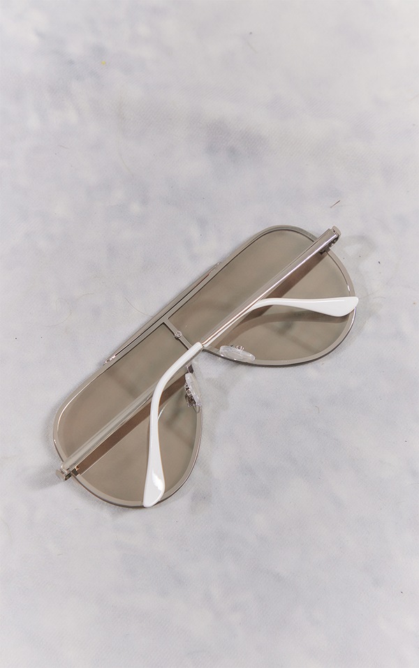Clear Mirror Metal Aviator Sunglasses PrettyLittleThing