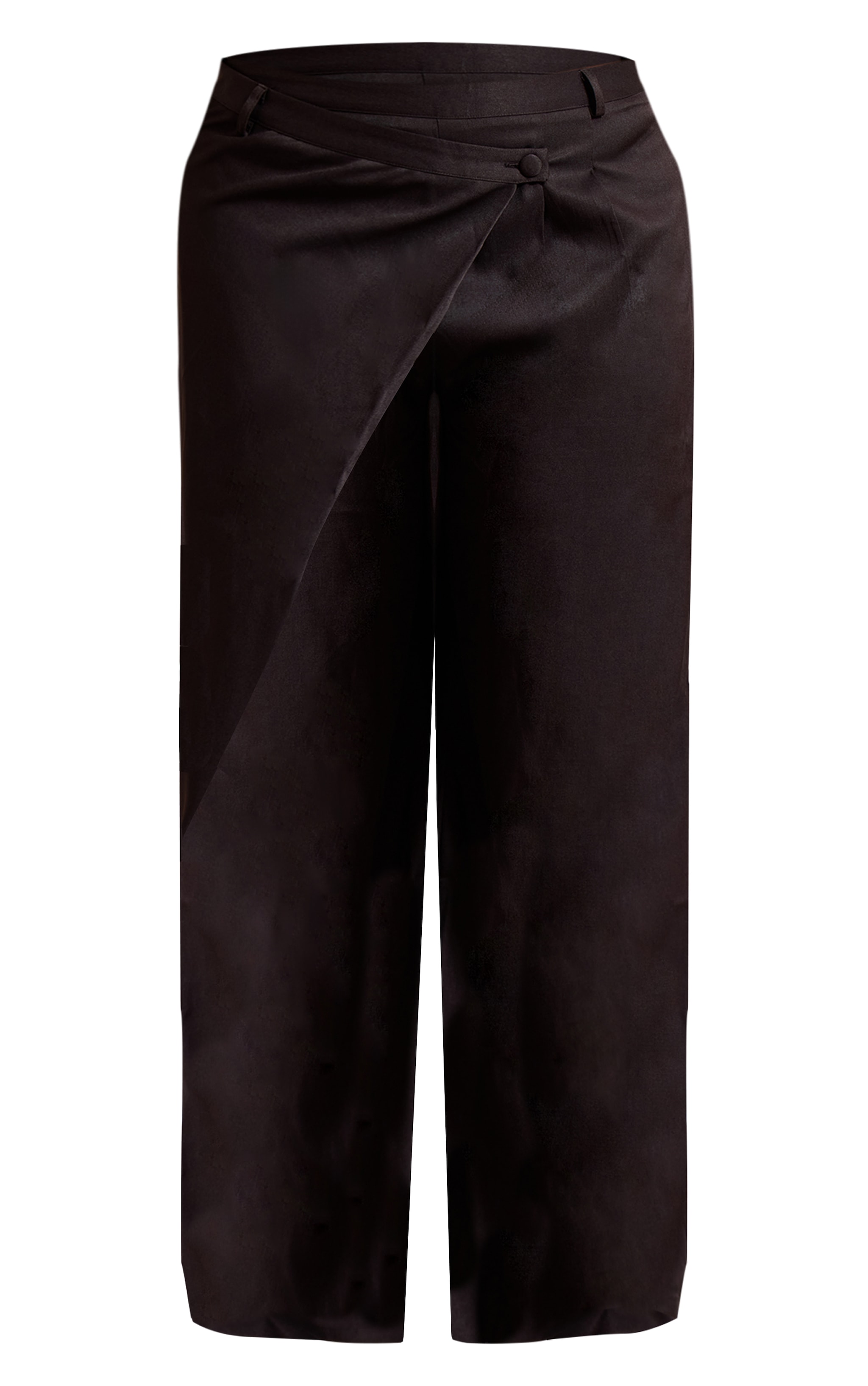 Plus Black Woven Wrap Front Pants image 5