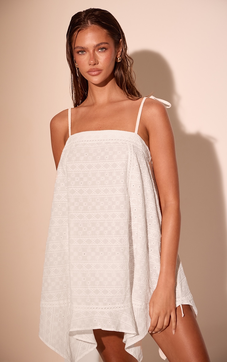 White Broderie A line Beach Dress