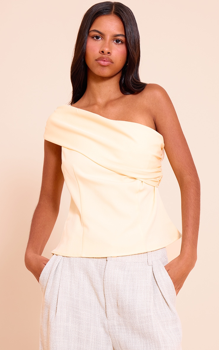 Petite Almond Bandeau One Shoulder Fitted Top image 1