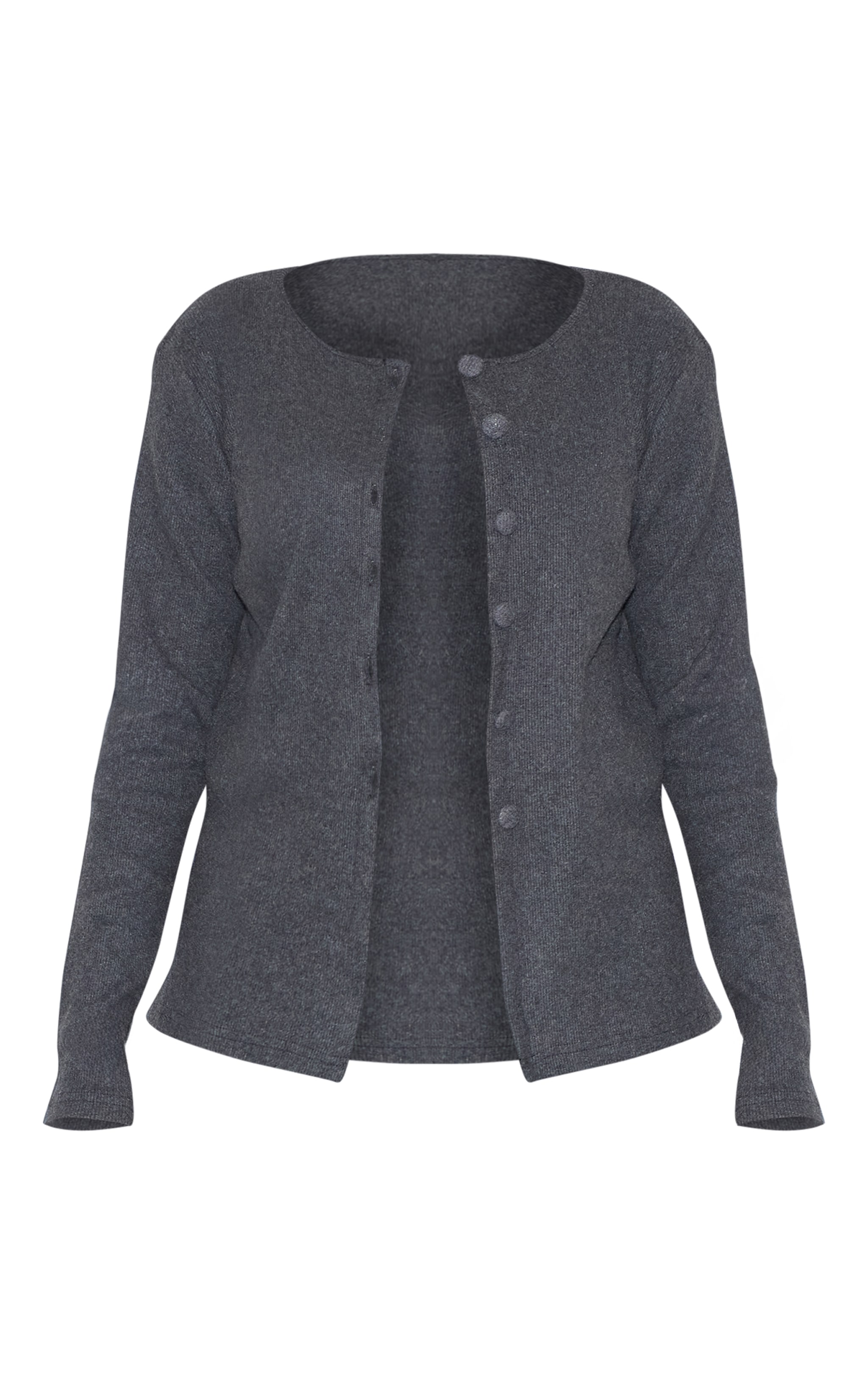 Plus Grey Soft Touch Rib Button Up Top image 5