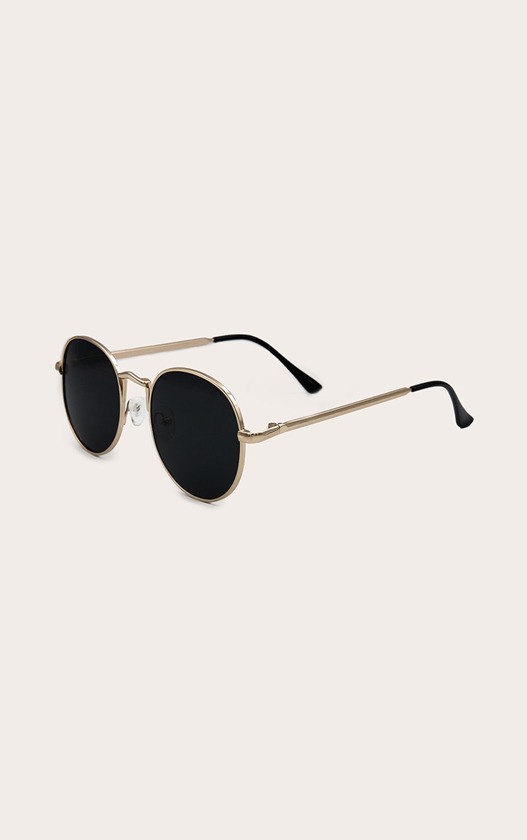 Black Rounded Lens Retro Sunglasses image 2