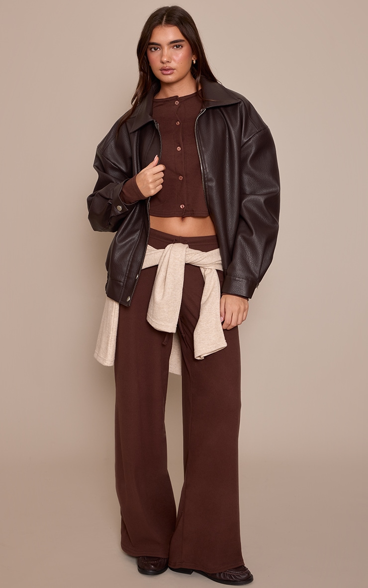 Chocolate Soft Touch Elasticated Trousers image 2