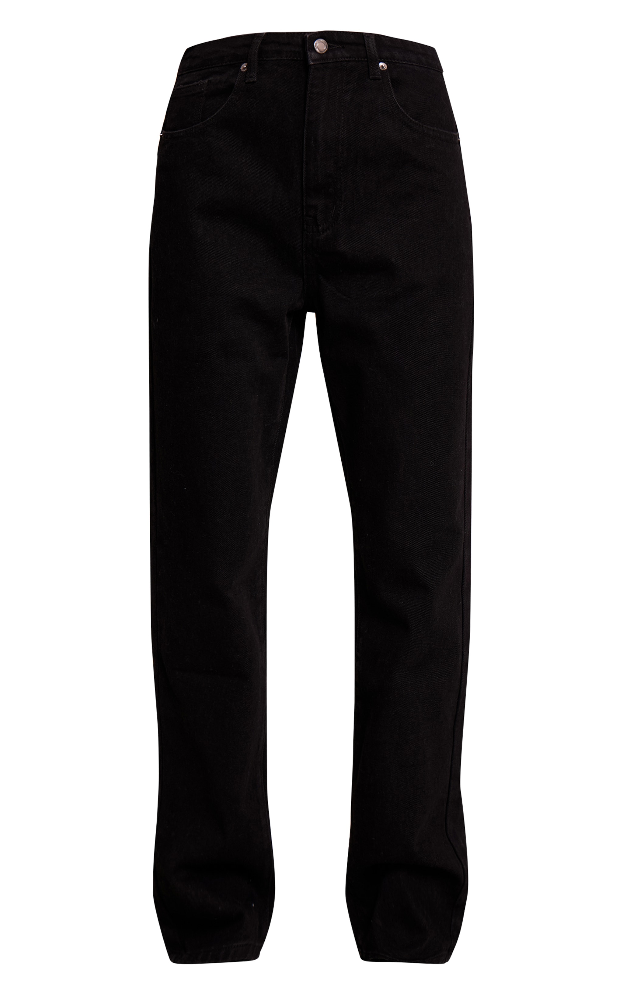 PRETTYLITTLETHING Washed Black High Waist Straight Leg Jean image 5