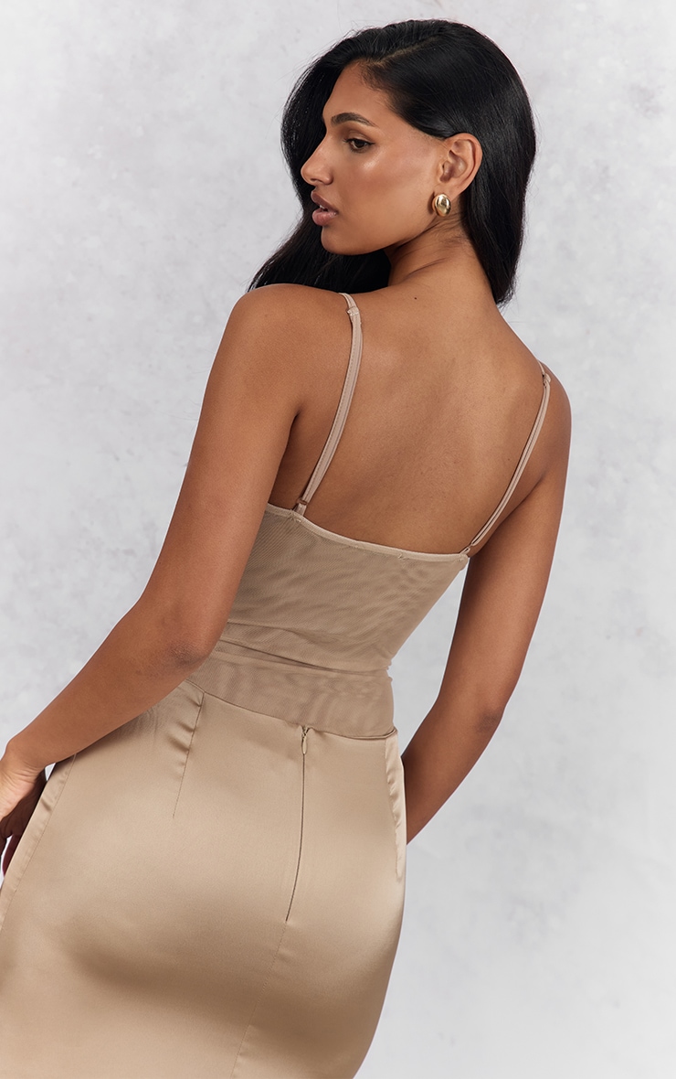 Tan Twist Bust Mesh Bodysuit image 2