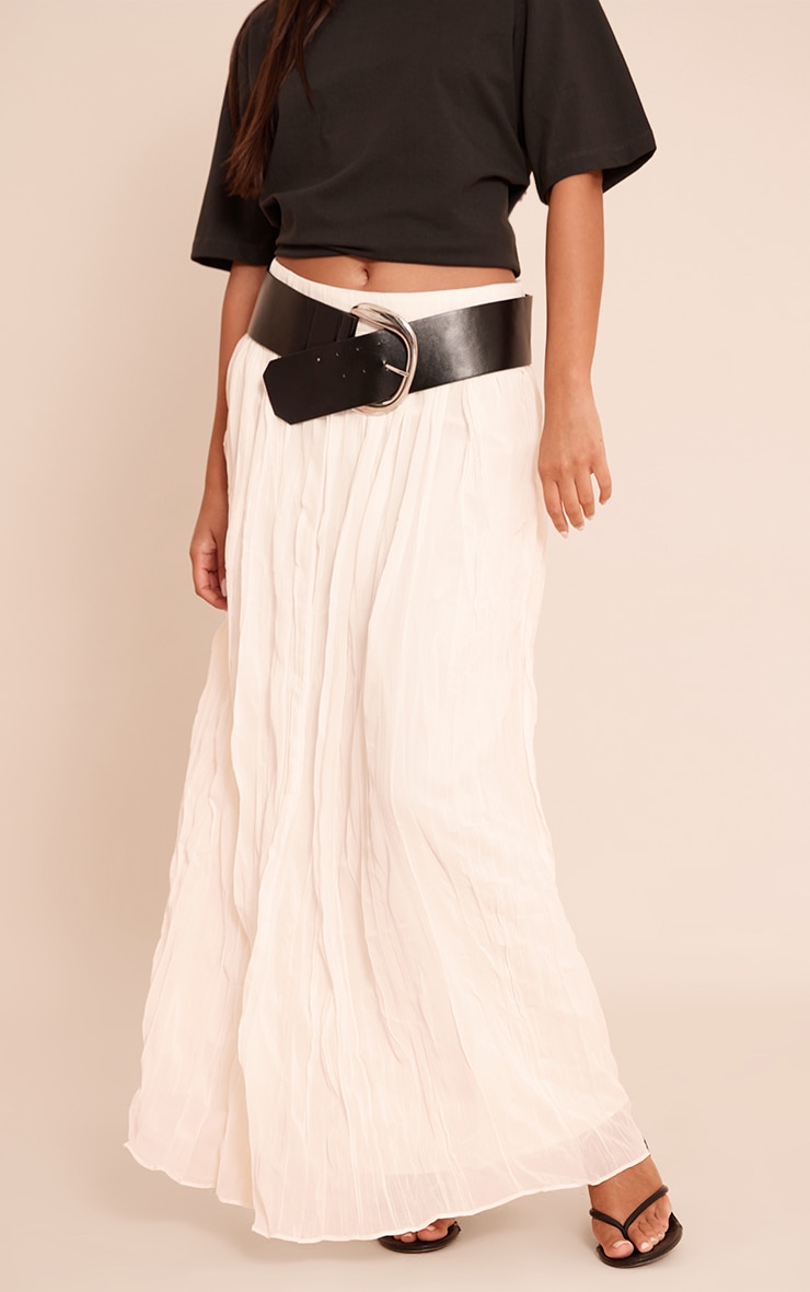 Cream Crinkle Chiffon Maxi Skirt image 2