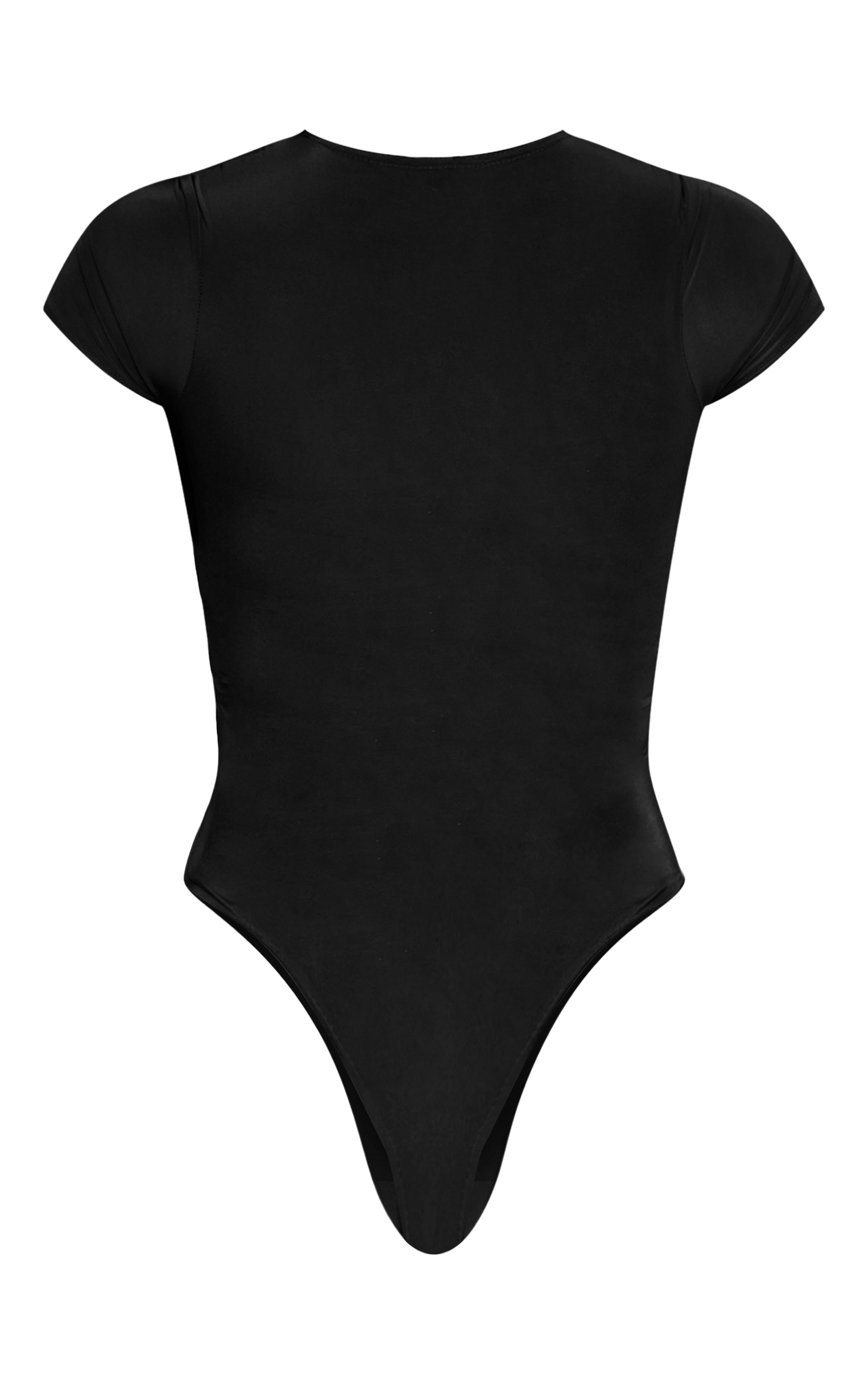 Black Basic Slinky Short Sleeve Bodysuit image 6