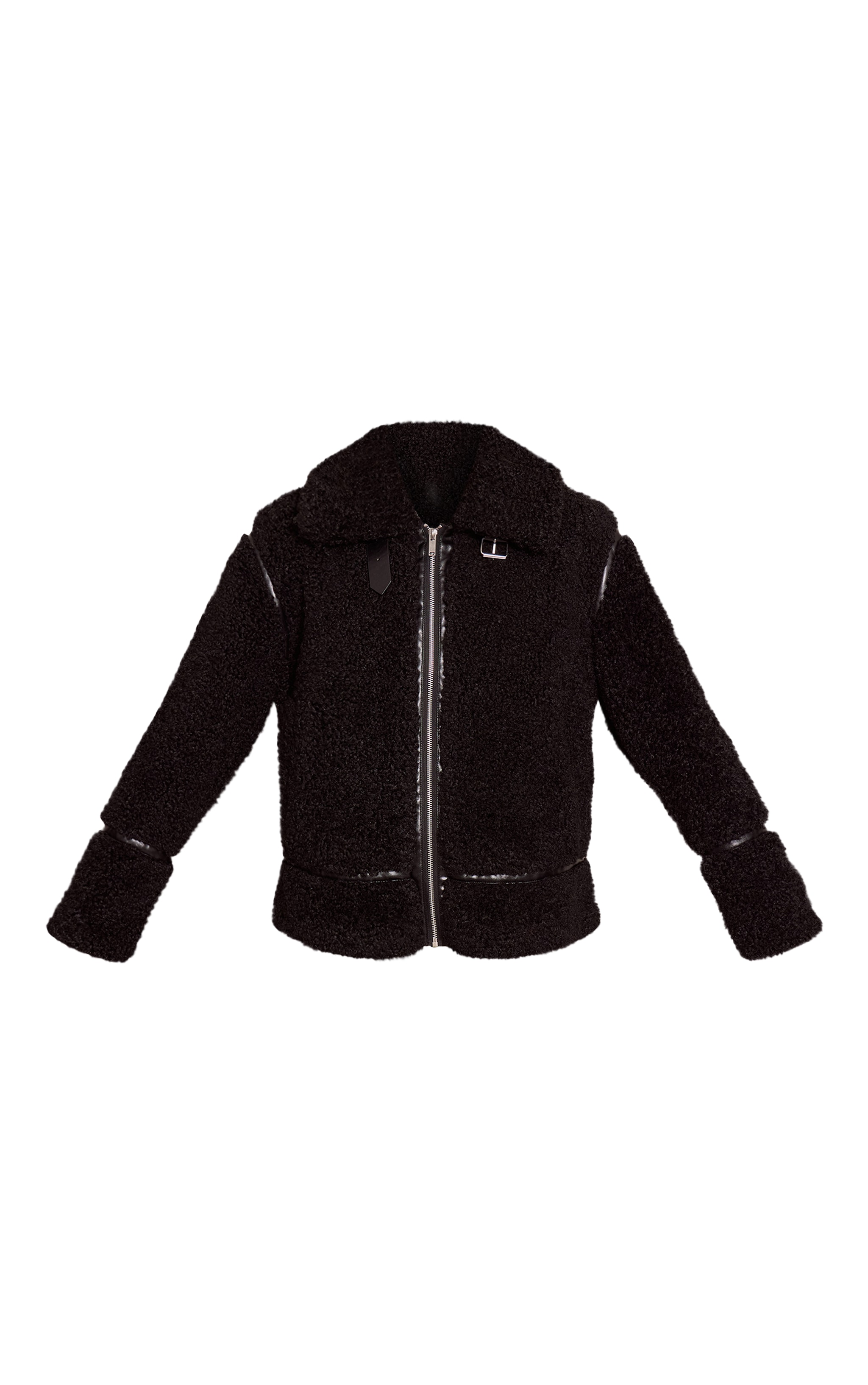 Black Borg Panel Detail Aviator Jacket image 5
