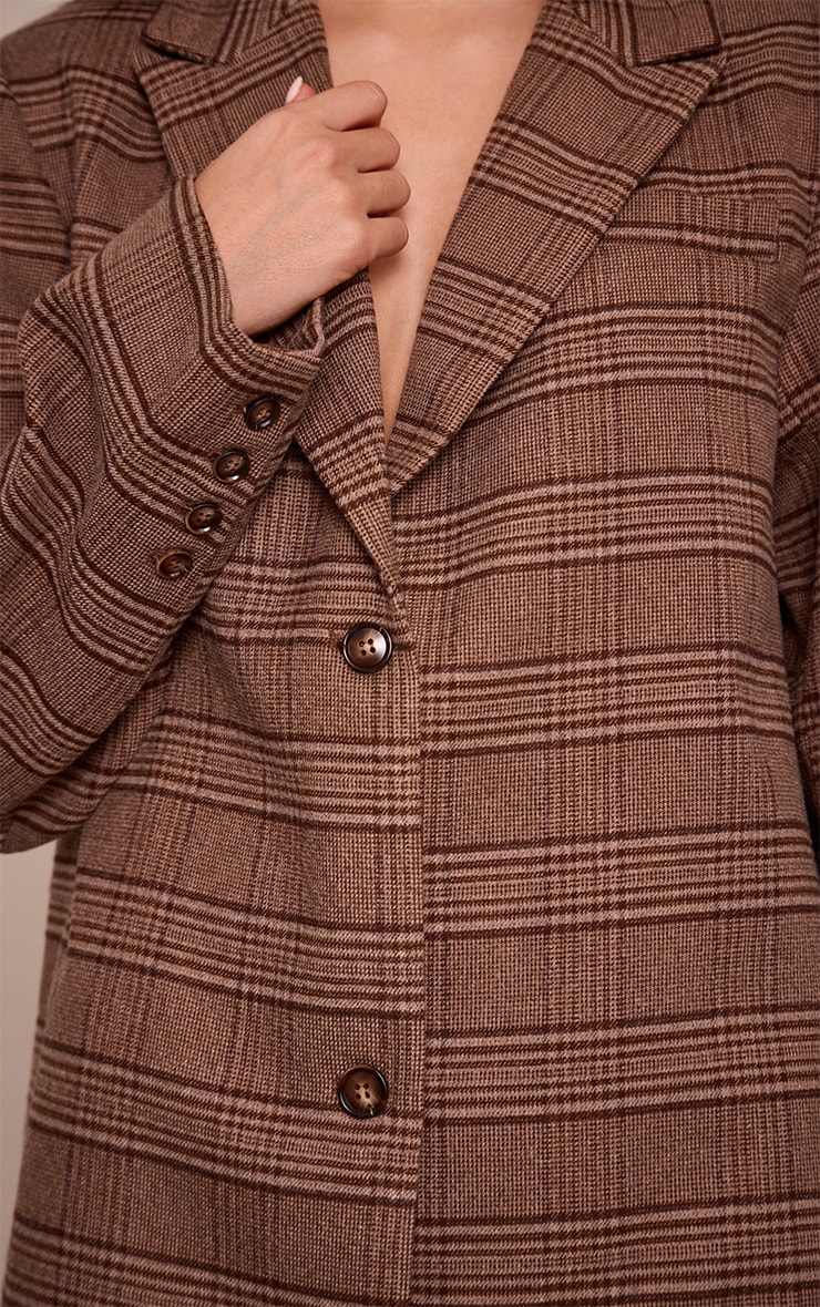 Brown Check Oversized Structured Blazer Dress image 4