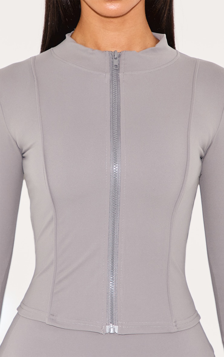 Petite Top Sculpt gris anthracite sans coutures à zip et détail contours image 4