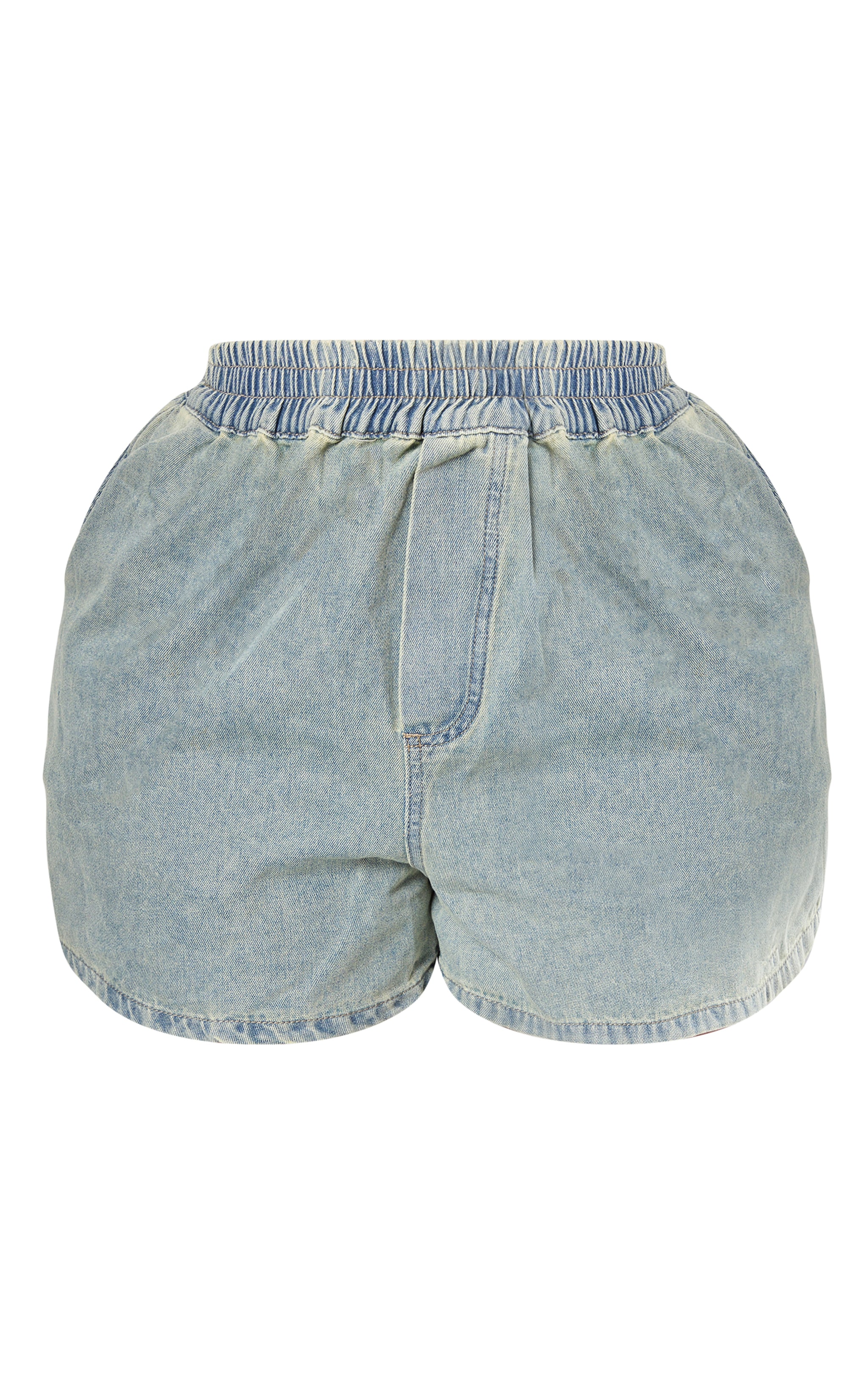 Plus Short en jean délavé vintage clair à taille élastisée image 6