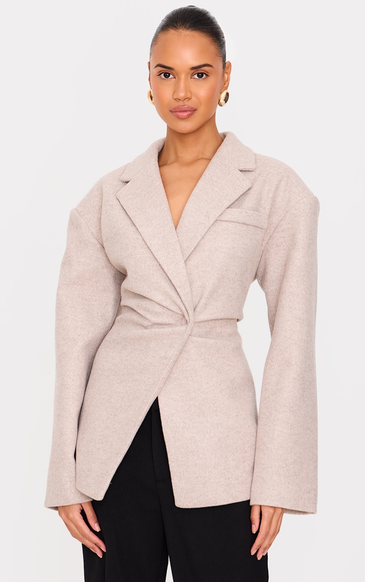 Stone Wool Look Cinched Blazer image 3