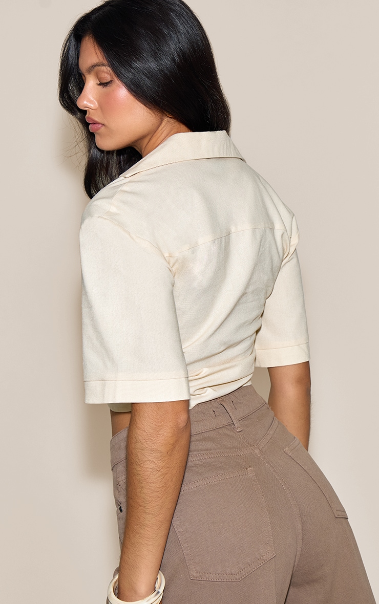 Chemise courte légere tissée crème image 2