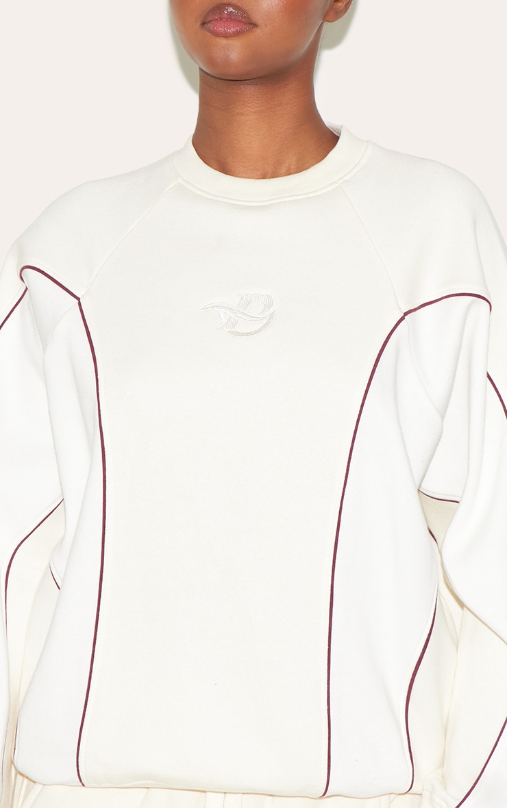 Sweat crème à logo Sport Collective et lisérés contrastants image 4