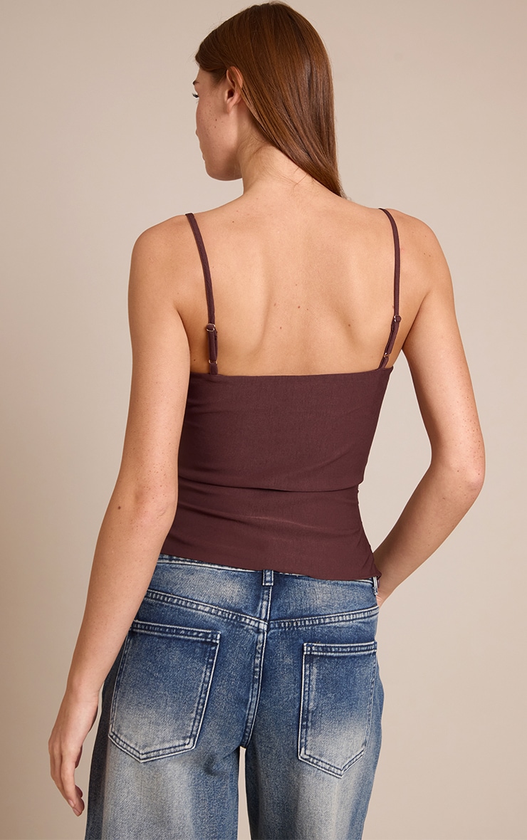 Dark Chocolate Woven Stretch Strappy Cami Top image 2