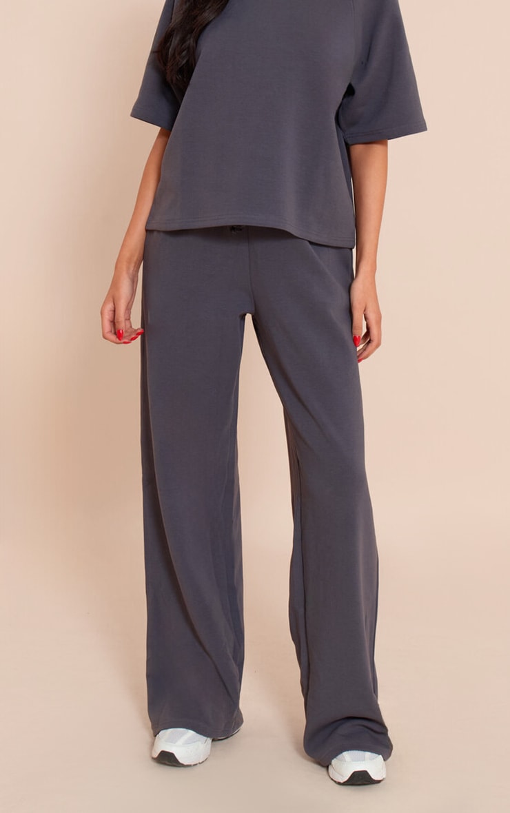 Tall Navy Interlock Wide Leg Track Pants image 1