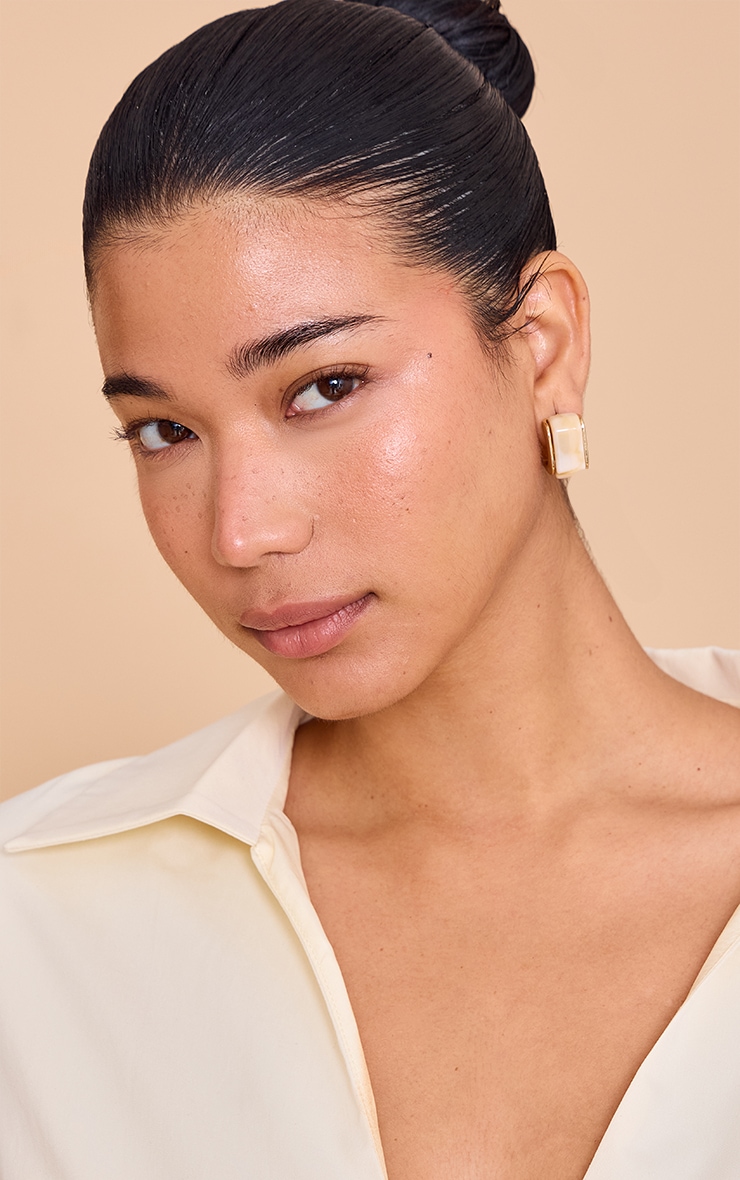Gold Edged Enamel Hoop Earring image 1