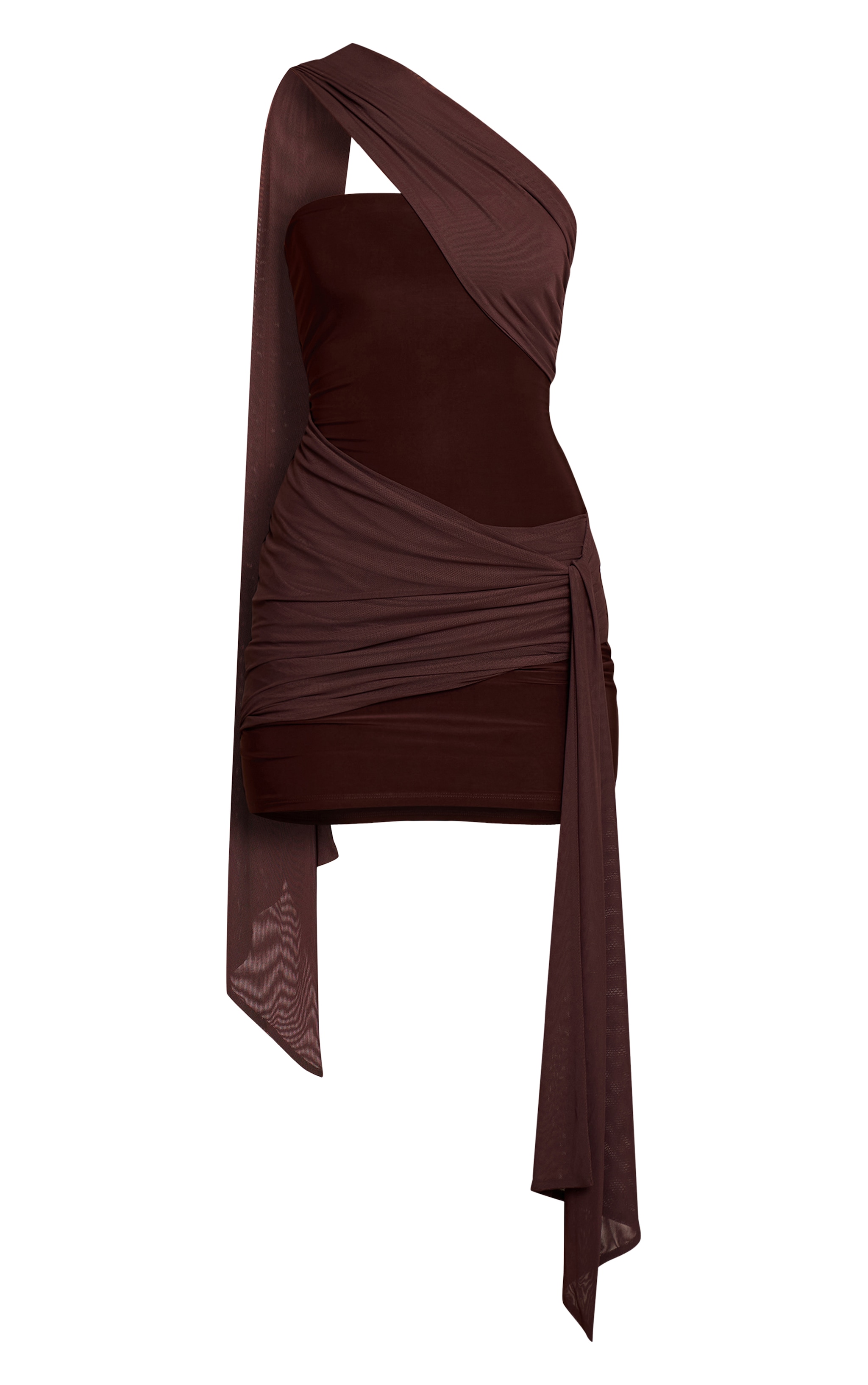Chocolate Slinky Wrap Scarf Mini Dress image 5
