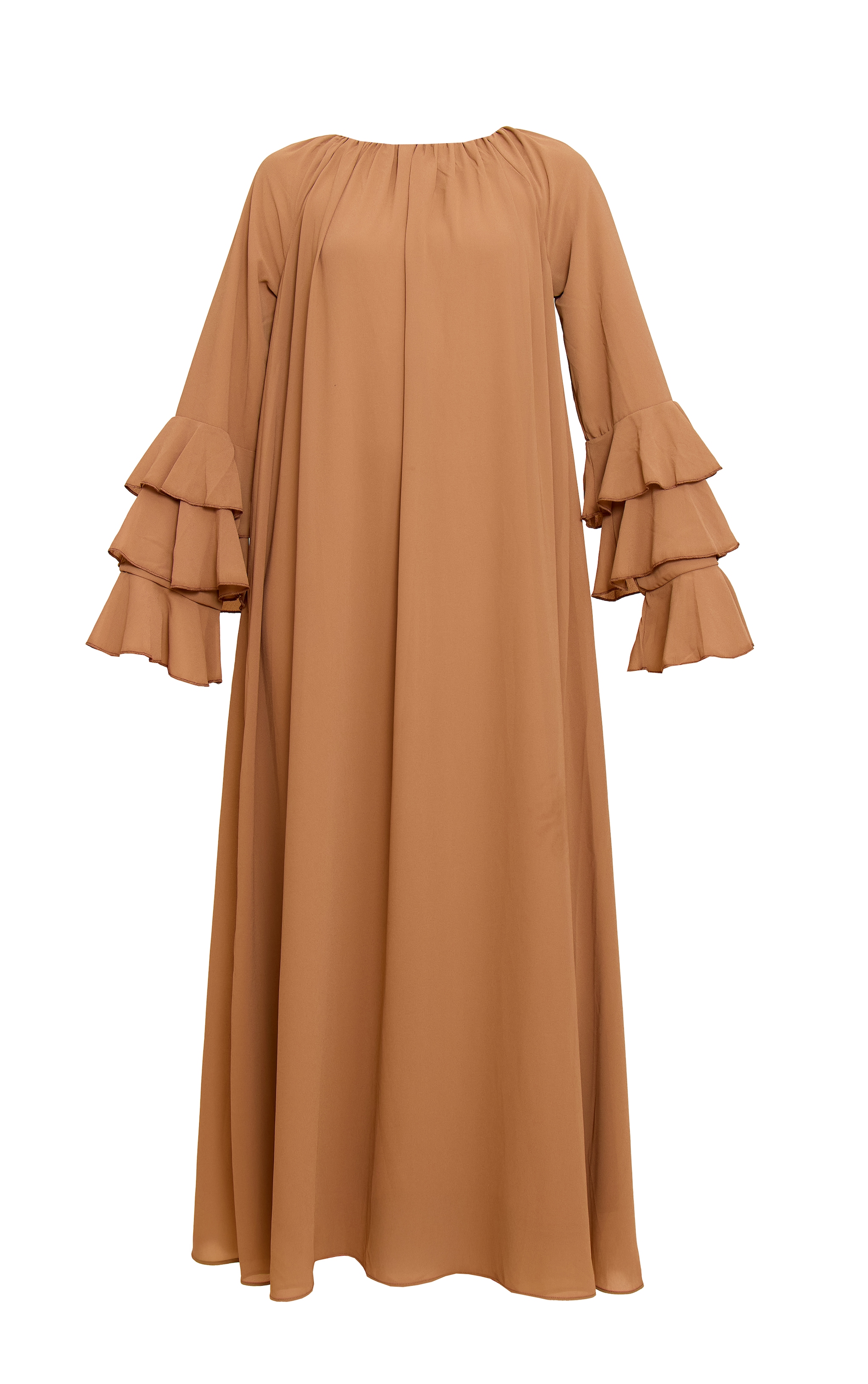 Chocolate Chiffon Frill Sleeve Detail Maxi Dress image 5