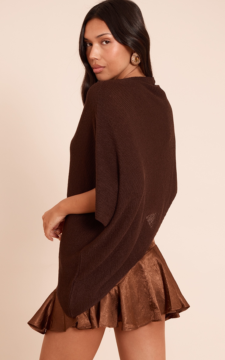 Chocolate Textured Satin Scalloped Edge Mini Skirt image 3