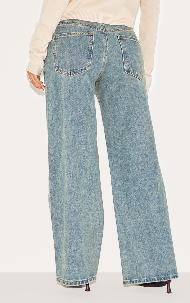 Petite Vintage Wash Washed Wide Leg Jeans image 3