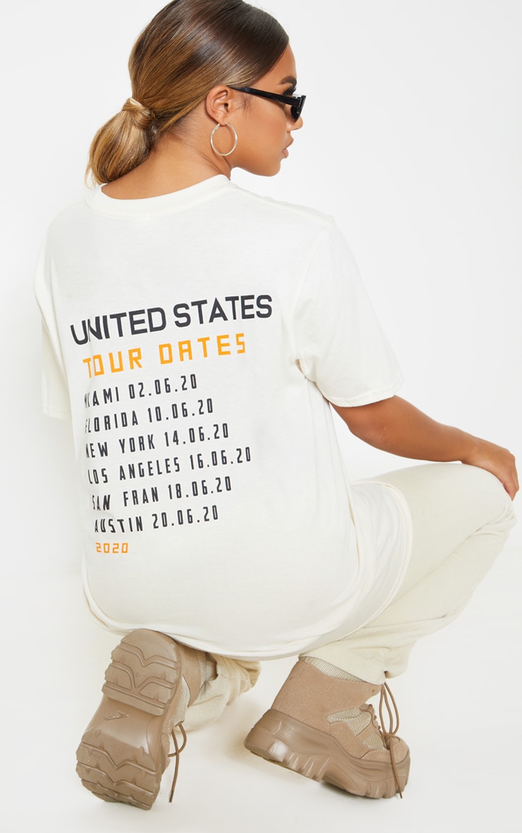 T-shirt crème à slogan United States Tour Dates