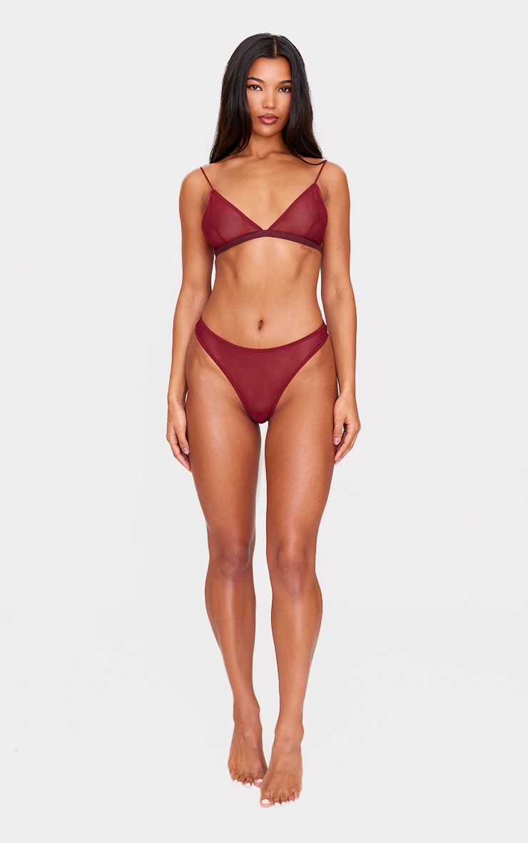 Soutien-gorge triangle basique en mesh bordeaux image 3