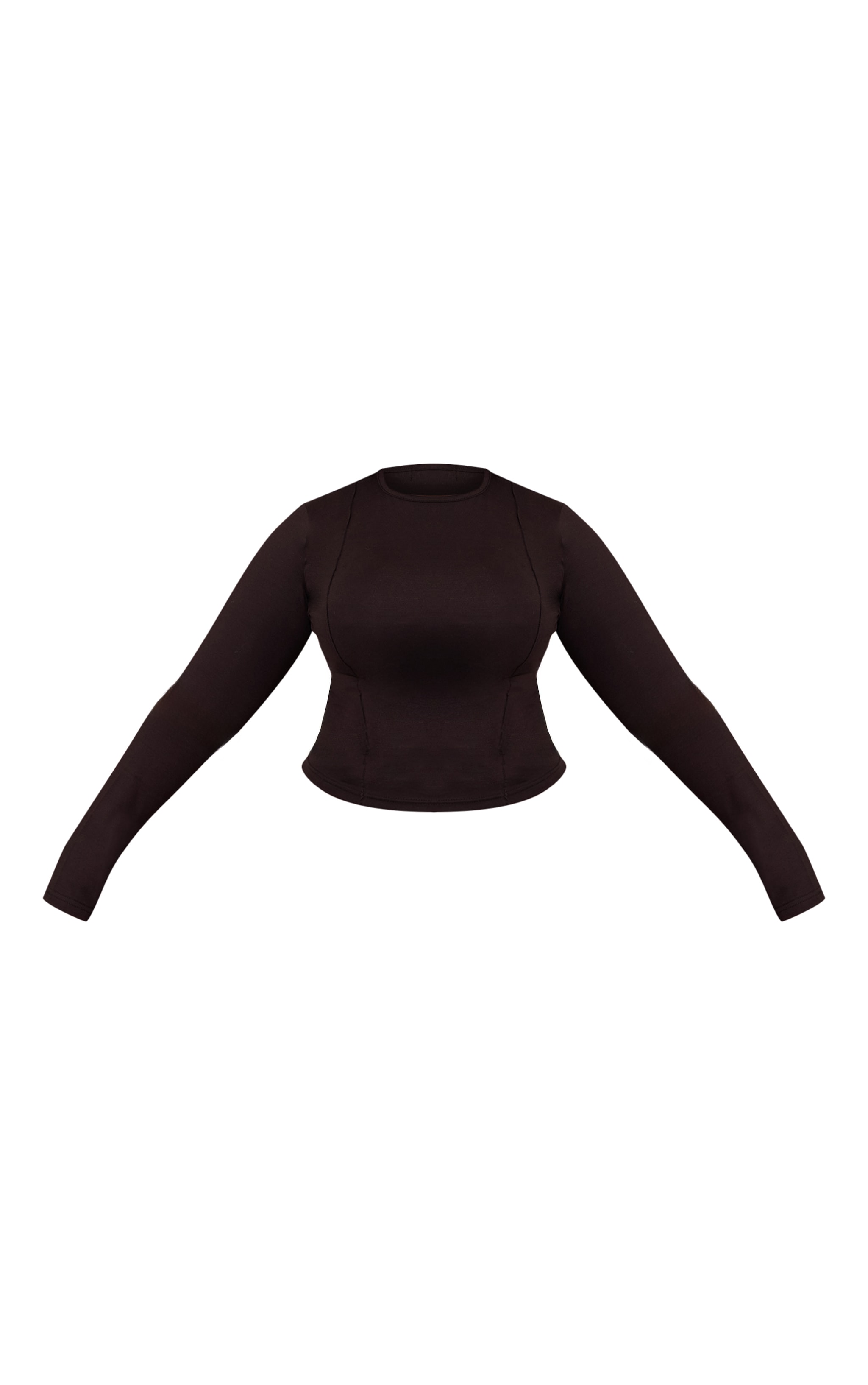 Plus Black Cotton Seam Detail Long Sleeve Top  image 5